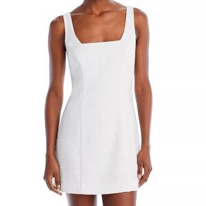 Aqua white dress NWT Bouclé Mini Sheath Dress bachelorette honeymoon grad MEDIUM